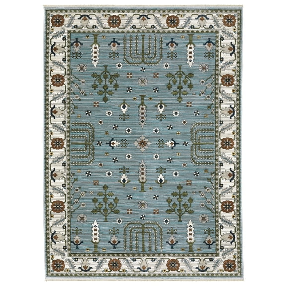 Woven Trends Mamluk - KEI06 - Persian Style, Floral Pattern, Pet & Family Friendly, Living Room, Dining Room, Office, Low Pile Polyester Area Rug in Blue - 3' x 5'