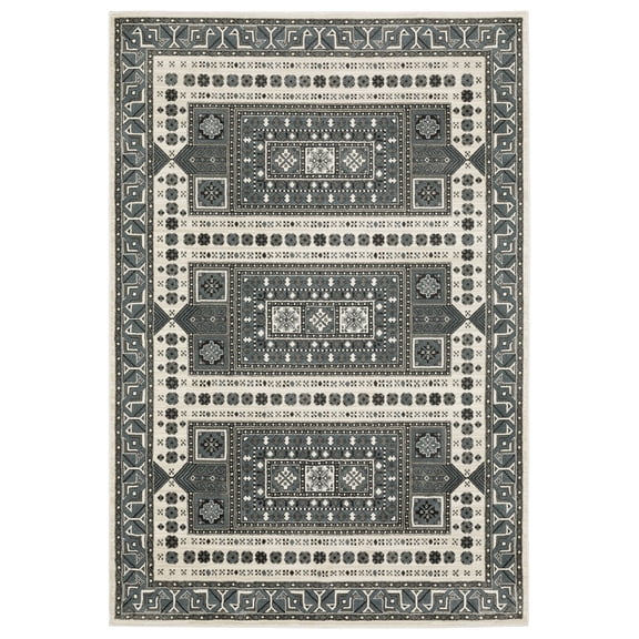 Woven Trends Marvel - RAY01 - Classic Persian Style, World Inspired Pattern, Pet & Family Friendly, Living Room, Dining Room, Office, Low Pile Polyester Area Rug in Grey - 8' x 11'