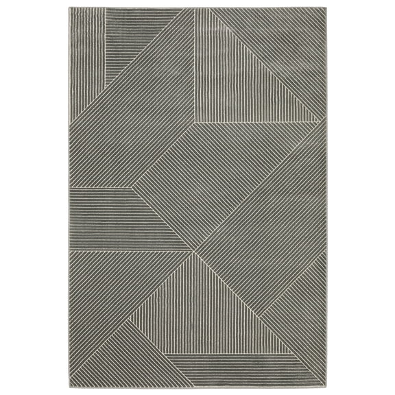 Woven Trends Marvel - RAY08 - Contemporary Style, Lines Pattern, Pet & Family Friendly, Living Room, Dining Room, Office, Low Pile Polyester Area Rug in Grey - 8' x 11'