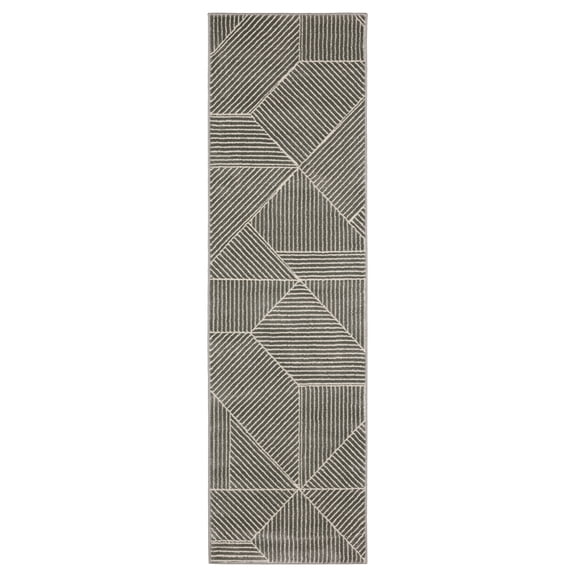 Woven Trends Marvel - RAY08 - Contemporary Style, Lines Pattern, Pet & Family Friendly, Living Room, Entryway, Office, Low Pile Polyester Runner Rug in Grey - 2' x 8'