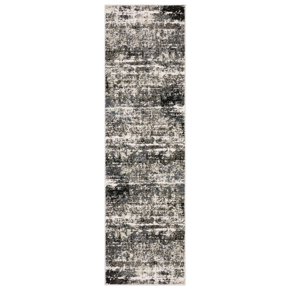 Woven Trends Marvel - RAY10 - Modern Style, Abstract Pattern, Pet & Family Friendly, Living Room, Entryway, Office, Low Pile Polyester Runner Rug in Ivory - 2' x 8'