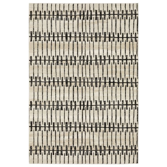 Woven Trends Marvel - RAY11 - Contemporary Style, Dashes and Lines Pattern, Pet & Family Friendly, Living Room, Dining Room, Office, Low Pile Polyester Area Rug in Ivory - 8' x 11'