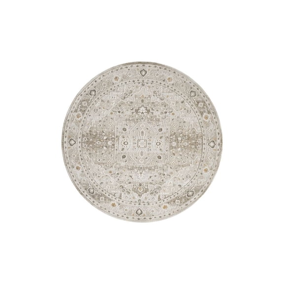 Woven Trends Mexington 720 95002 Penny Beige, 8' x 8' Round Area Rug Traditional & Transitional Vintage Medallion & Ornamental Durable Polyester Soft, Fade-Resistant, Easy-Care Floor Carpet for Home