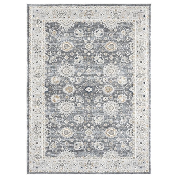 Woven Trends Mexington Area Rug 720 95006 Rosebud Grey, 8' x 11' Traditional & Transitional Vintage Medallion & Ornamental Durable Polyester Soft, Fade-Resistant, Easy-Care Floor Carpet for Home
