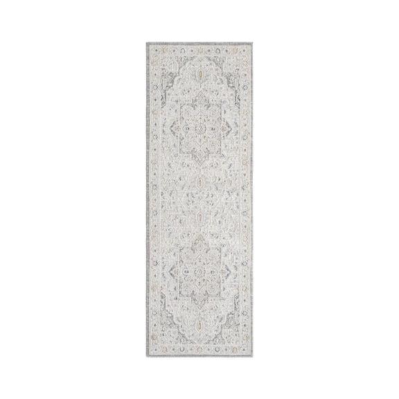 Woven Trends Mexington Runner Area Rug 720 95001 Dakota Grey, 2' x 7' Traditional & Transitional Vintage Medallion & Ornamental Durable Polyester Soft, Fade-Resistant, Easy-Care Floor Carpet