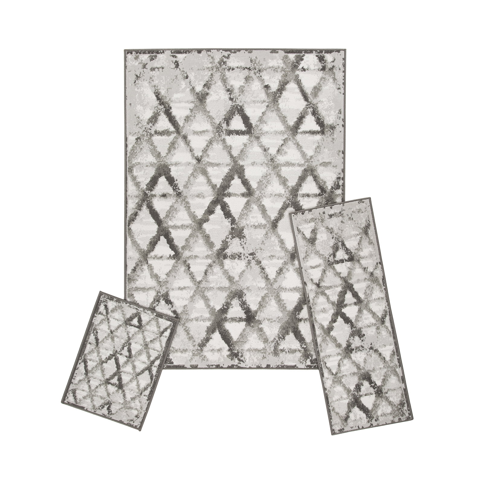 Woven Trends Modern Contemporary 3-Piece Rug Set, 5x7 Area Rug, 2x5 Runner Rug, 2x3 Accent Mat, Livingroom, Bedroom, Entryway, Durable and Stain Resistant, Gray