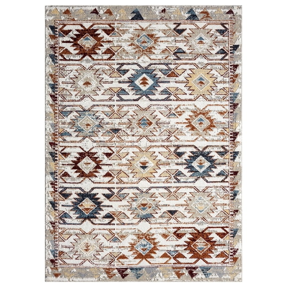 Woven Trends Natratton Area Rug 675 71475 Sunlit Dunes Blue, 5' x 7' Vintage Modern Farmhouse Distressed Traditional for Fame Living Room Dining Bedroom Office Entryway Washable Carpet