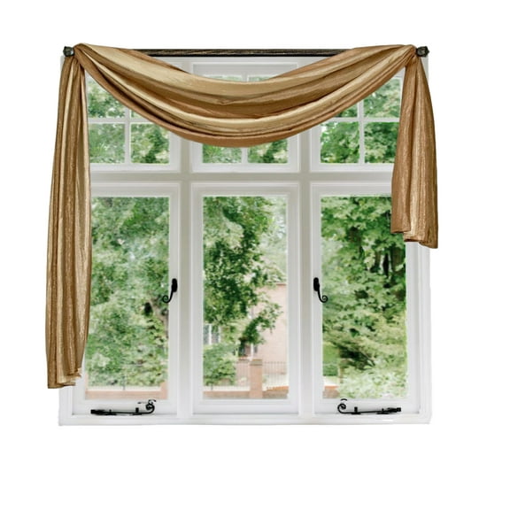 Woven Trends Ombre Curtains, Valances for Windows, Luxurious Scarf Valance, Voile Semi-Sheer Window Curtains, Livingroom, Bedroom or Kitchen, 144" x 50" Extra Long Scarf, Sand