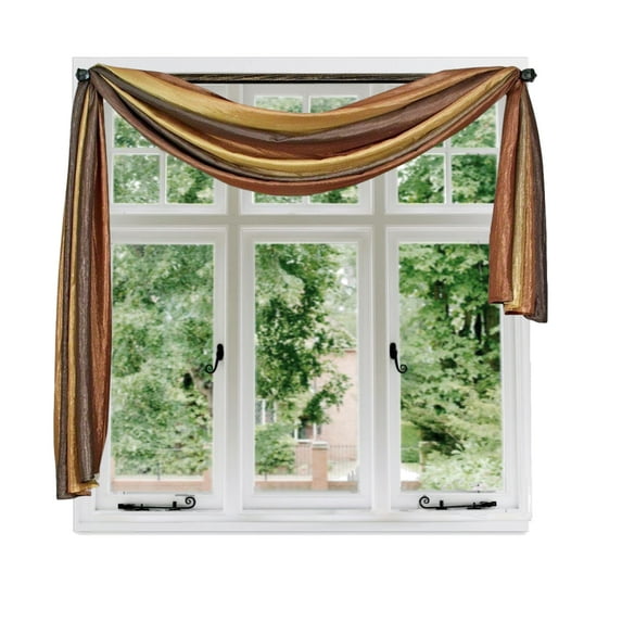 Woven Trends Ombre Curtains, Valances for Windows, Luxurious Scarf Valance, Voile Semi-Sheer Window Curtains, Livingroom, Bedroom or Kitchen, 144" x 50" Extra Long Scarf, Burnt Orange