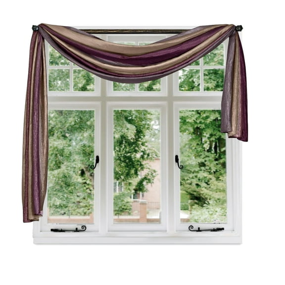 Woven Trends Ombre Curtains, Valances for Windows, Luxurious Scarf Valance, Voile Semi-Sheer Window Curtains, Livingroom, Bedroom or Kitchen, 144" x 50" Extra Long Scarf, Purple
