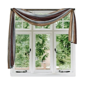 Woven Trends Ombre Curtains, Valances for Windows, Luxurious Scarf Valance, Voile Semi-Sheer Window Curtains, Livingroom, Bedroom or Kitchen, 144" x 50" Extra Long Scarf, Purple Brown