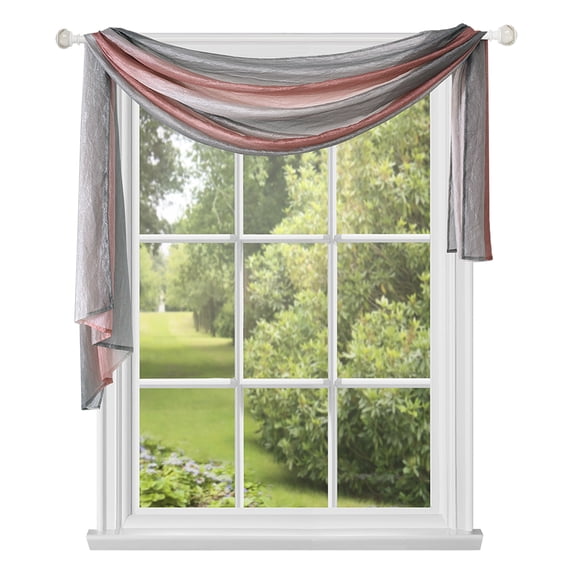Woven Trends Ombre Curtains, Valances for Windows, Luxurious Scarf Valance, Voile Semi-Sheer Window Curtains, Livingroom, Bedroom or Kitchen, 144" x 50" Extra Long Scarf, Blush