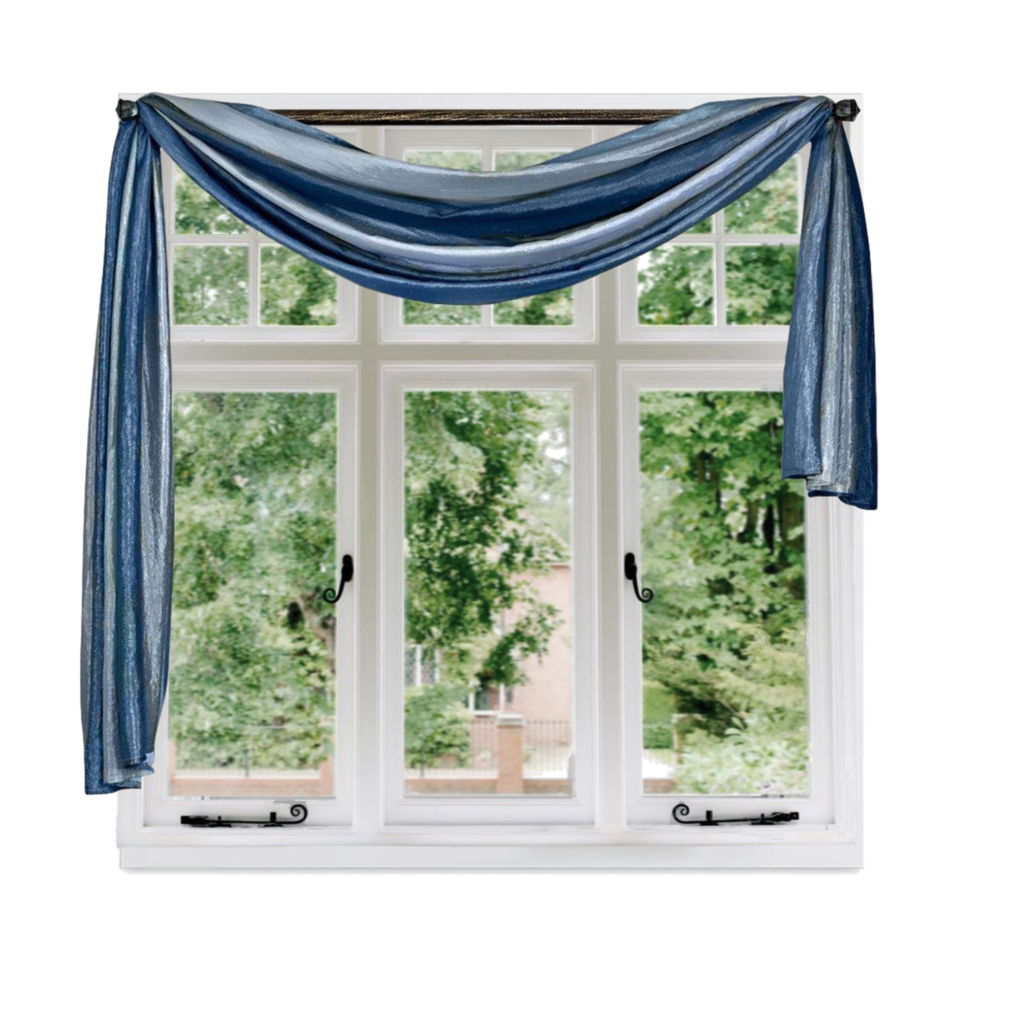 Woven Trends Ombre Curtains, Valances for Windows, Luxurious Scarf Valance, Voile Semi-Sheer Window Curtains, Livingroom, Bedroom or Kitchen, 144" x 50" Extra Long Scarf, Blue