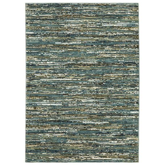 Woven Trends Parma - RE01G - Casual Style, Striped Pattern, Stain Resistant & Pet Friendly, Living Room, Entryway, Office, Low Pile Polyester Runner Rug in Blue - 2' x 8'