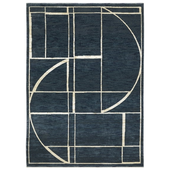 Woven Trends Parma - RE04B - Modern Style, Geometric Pattern, Stain Resistant & Pet Friendly, Living Room, Dining Room, Office, Low Pile Polyester Area Rug in Blue - 10' x 13'