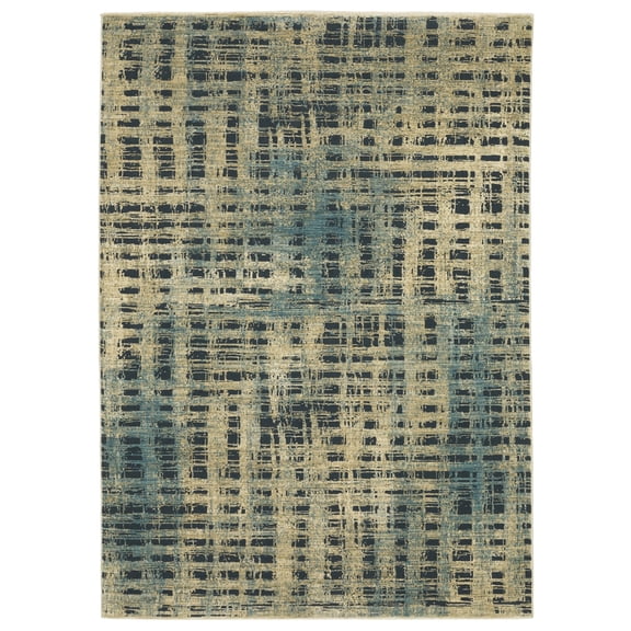 Woven Trends Parma - RE07B - Modern Style, Gridwork Pattern, Stain Resistant & Pet Friendly, Living Room, Dining Room, Office, Low Pile Polyester Area Rug in Beige - 3' x 5'
