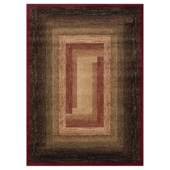 Woven Trends Plateaus Area Rug 3115 60530 Maze Gradient Red 8' x 11' Modern Rectangle Design, Machine-Made Polyester Contemporary for Home Decor Living Room, Bedroom, Floor Carpet