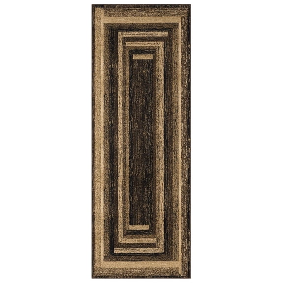 Woven Trends Plateaus Area Rug 3115 60550 Maze Gradient Brown 2' x 7' Runner Modern Design, Machine-Made Polyester for Home Decor Living Room, Bedroom, Entryway, Floor Carpet