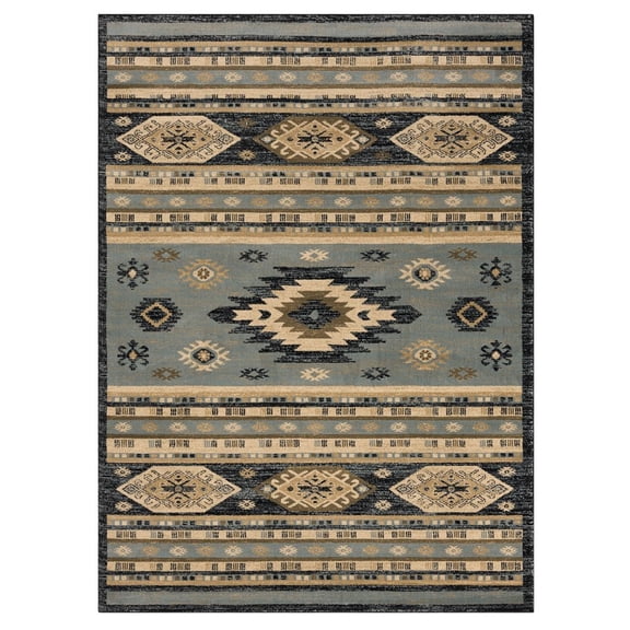 Woven Trends Plateaus Area Rug 3115 60960 Eagle Eye Blue 2' x 3' Modern Rectangle Design, Machine-Made Polyester Contemporary for Home Decor Living Room, Bedroom, Floor Carpet