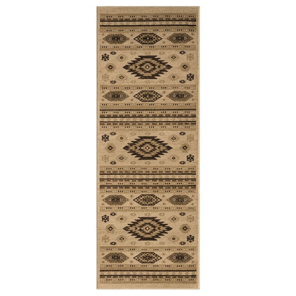Woven Trends Plateaus Area Rug 3115 60990 Eagle Eye Cream 2' x 7' Runner Modern Design, Machine-Made Polyester for Home Decor Living Room, Bedroom, Entryway, Floor Carpet