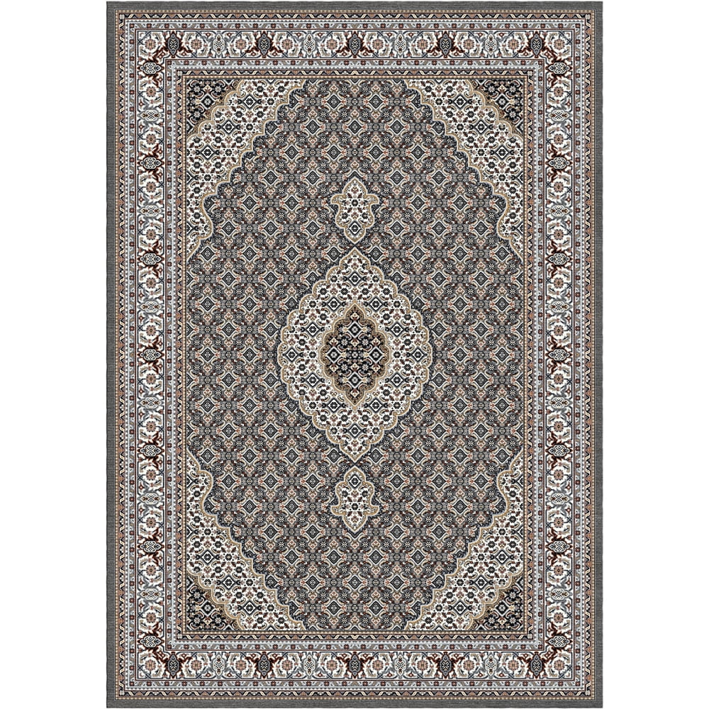 Woven Trends Regency Area Rug 3'7" x 5'6"  Traditional Medallion Pattern, Woven Classic Carpet with Jute Backing, Stain and Fade-Resistant Rug for Living Room, Bedroom Decor - Deep Grey