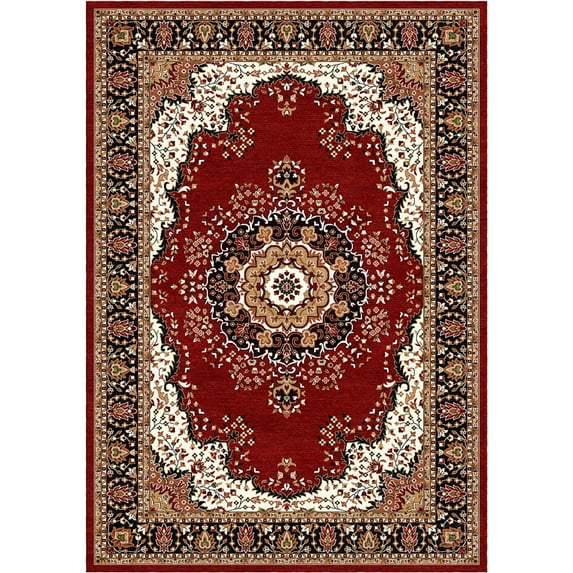 Woven Trends Regency Area Rug 5'2" x 7'4" Traditional Medallion Pattern Persian Border Classic Carpet with Jute Backing, Stain and Fade-Resistant Rug for Living Room, Bedroom Decor - Red
