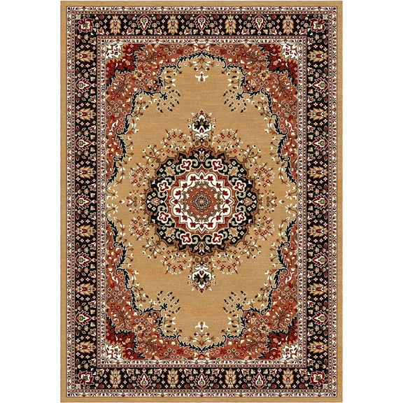 Woven Trends Regency Hallway Runner Rug 1'9"X7'2" Traditional Carpet with Medallion Pattern, Woven Classic Entryway Rug with Jute Backing, Stain and Fade-Resistant Long Rug for Home Decor- Gold