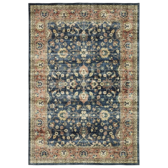 Woven Trends Roma - SUM04 - Traditional Style, Persian Inspired Pattern, Stain Resitant, Living Room, Kitchen, Office, Low Pile Polyester Area Rug in Blue - 2' x 3'