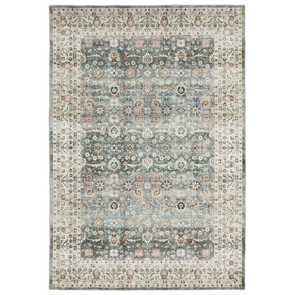 Woven Trends Roma - SUM07 - Vintage Style, Persian Inspired Pattern, Stain Resitant, Living Room, Dining Room, Office, Low Pile Polyester Area Rug in Grey - 4' x 6'