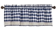 thumbnail image 1 of Woven Trends Room Darkening Window Valance, 58W x 14L Inches Top Rod Pocket Checkered Gingham Curtain Valance Scarf, Modern Farmhouse Window Curtain Valance Classic Buffalo Checked Plaid, Navy, 1 of 7