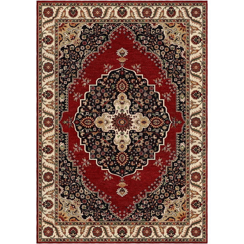Woven Trends Royal 3'7" x 5'6"  Traditional Persian Medallion Pattern Area Rug, Classic Decorative Rug Carpet with Jute Backing, Stain-Resistant Rug for Living Room, Bedroom Decor - Red