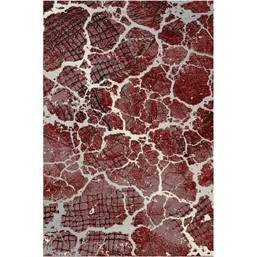 Woven Trends Royal 5'2" x 7'4" Contemporary Design Abstract Pattern Area Rug Classic Decorative Rug Carpet with Jute Backing, Stain-Resistant Rug for Living Room, Bedroom Decor - Red
