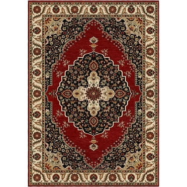 Woven Trends Royal 5'2" x 7'4" Traditional Persian Medallion Pattern Area Rug, Classic Decorative Rug Carpet with Jute Backing, Stain-Resistant Rug for Living Room, Bedroom Decor - Red