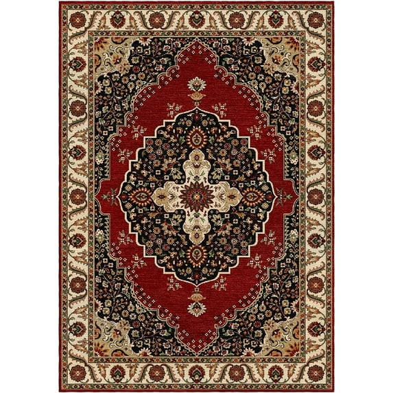 Woven Trends Royal 5'2" x 7'4" Traditional Persian Medallion Pattern Area Rug, Classic Decorative Rug Carpet with Jute Backing, Stain-Resistant Rug for Living Room, Bedroom Decor - Red