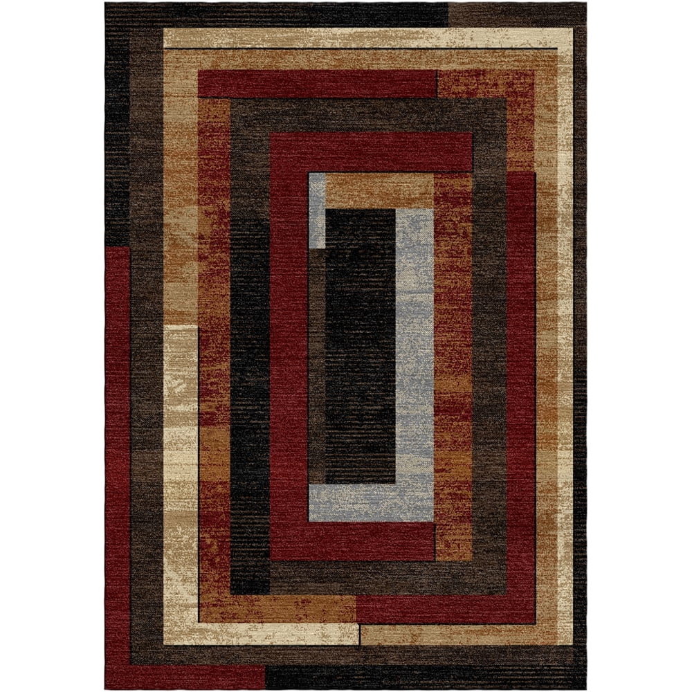 Woven Trends Royal 7'8" x 10'7" Modern Design Geometric Pattern Area Rug, Classic Decorative Rug Carpet with Jute Backing, Stain-Resistant Rug for Living Room, Bedroom Decor - Maroon