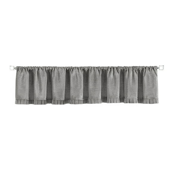 Woven Trends Semi Sheer Pinch Pleated Curtains, Solid Farmhouse and Modern Rustic Curtains, Chenille Cloth with Box Pleated Edges for Living Room, Bedroom, 52" W x 14" L, Gray