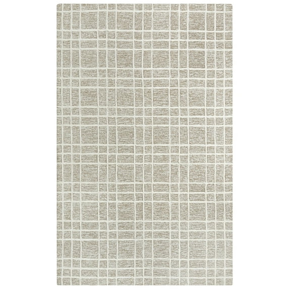 Woven Trends Simon Area Rug A07103 Modern Style, Plaid Pattern, Pet & Family Friendly, Living Room, Dining Room, Office, Medium Pile Hand Made Wool Area Rug in Brown - 9' x 12'