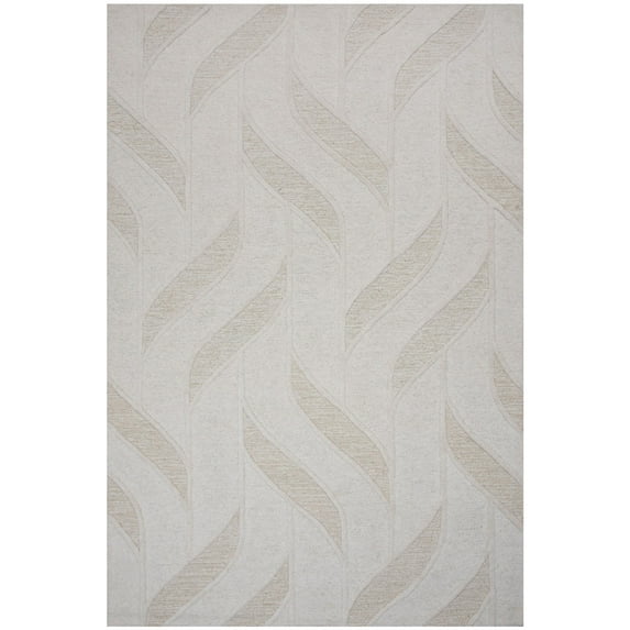 Woven Trends Simon Area Rug A07214 Modern Style, Geometric Pattern, Pet & Family Friendly, Living Room, Dining Room, Office, Medium Pile Hand Made Wool Area Rug in Ivory - 8' x 10'