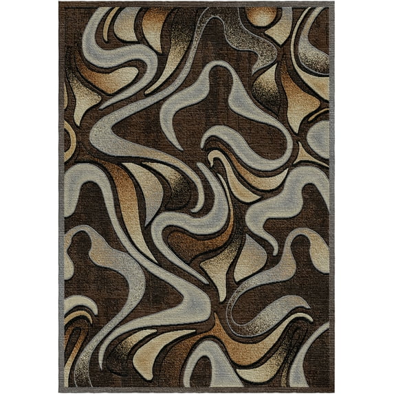 Woven Trends Soho Hallway Runner Rug with Modern Abstarct Swirl Waves Pattern, 1'9" x 7'2" Long Rug with Jute Backing, Durable and Soft, Stain and Fade-Resistant Rug for Entryway Decor - Brown