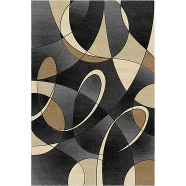 Woven Trends Soho Area Rug Modern Geometric Ribbon Swirl Pattern, 3'7" x 5'6" Rug with Jute Backing, Soft-Durable, Stain and Fade-Resistant Area Rug for Living Room, Bedroom Decor - Blue