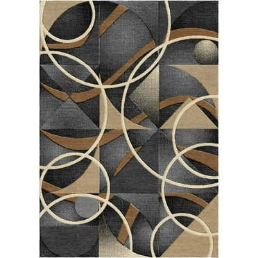 Woven Trends Soho Area Rug Modern Geometric Rings Pattern, 5'2" x 7'4" Rug with Jute Backing, Durable and Soft, Stain and Fade-Resistant Area Rug for Living Room, Bedroom Decor - Grey