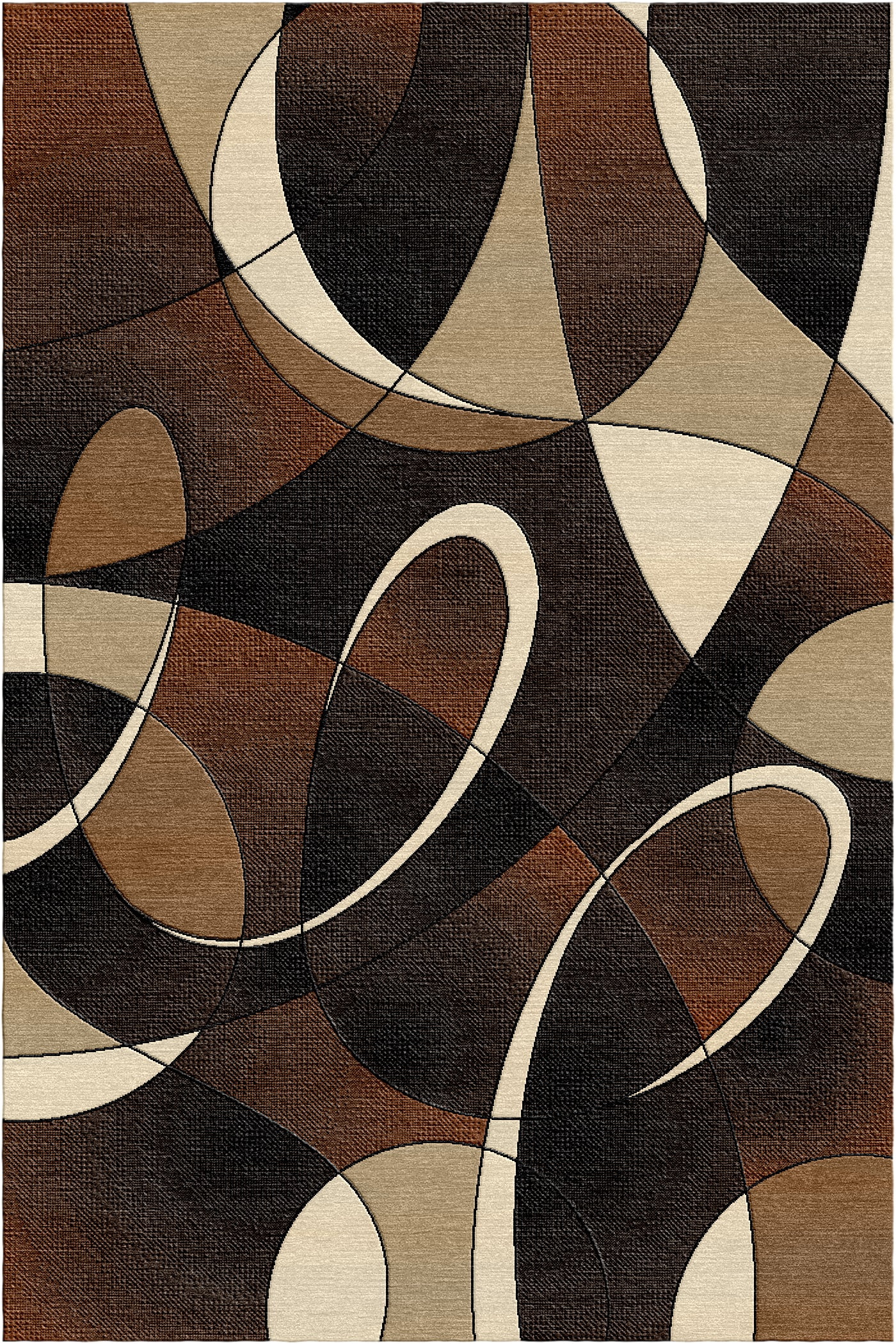 Woven Trends Soho Area Rug with Modern Geometric Ribbon Swirl Pattern, 5'2" x 7'4", Rugs with Jute Backing, Soft-Durable, Stain and Fade-Resistant Area Rug for Living Room, Bedroom Decor - Brown