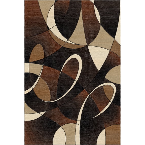 Woven Trends Soho Area Rug with Modern Geometric Ribbon Swirl Pattern, 5'2" x 7'4", Rugs with Jute Backing, Soft-Durable, Stain and Fade-Resistant Area Rug for Living Room, Bedroom Decor - Brown
