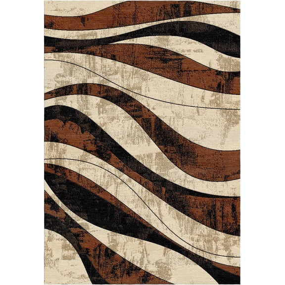 Woven Trends Soho Hallway Runner Rug with Modern Abstract Waves Pattern, 1'9" x 7'2" Long Rug with Jute Backing, Durable and Soft, Stain and Fade-Resistant Rug for Entryway Decor - Beige