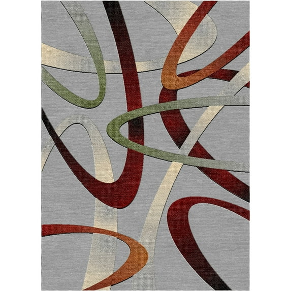 Woven Trends Sumatra Modern Area Rug 7'8" x 10'7" - Overlapping Curved Lines Elegant Abstract Pattern Carpet with Jute Backing, Stain-Resistant Rug for Living Room, Bedroom, Dining Home Decor - Grey