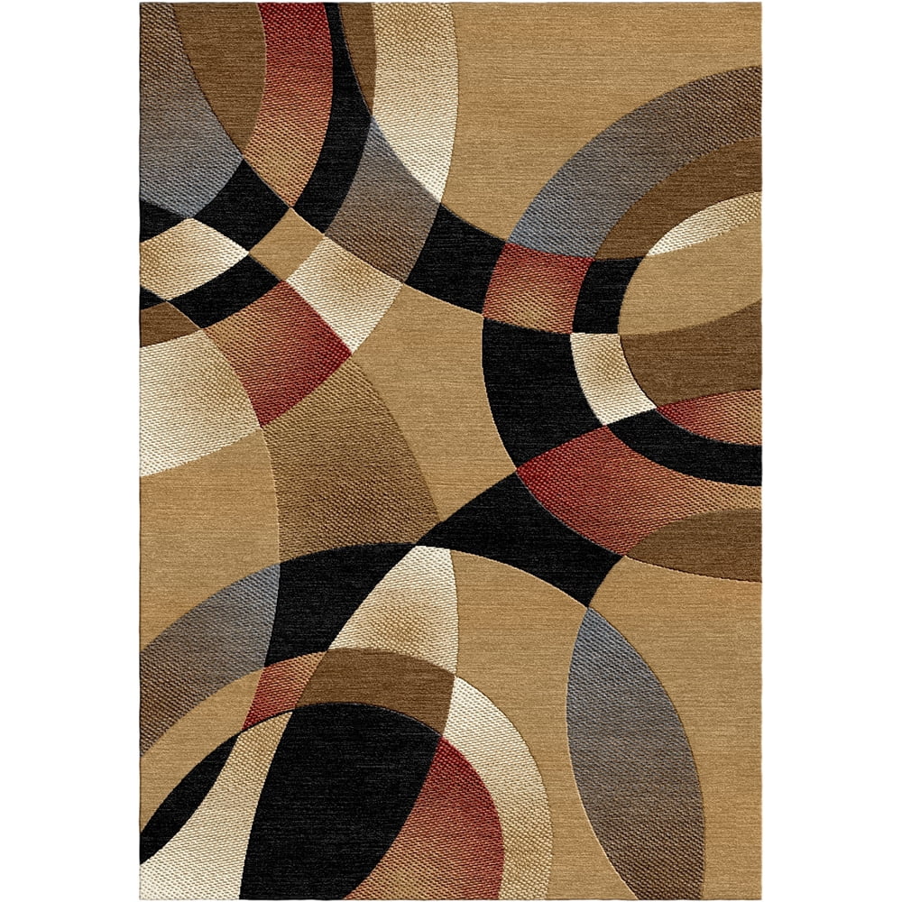 Woven Trends Sumatra Modern Area Rug 3'7" x 5'6"  Half Circle Abstract Shape Elegant Geometric Pattern Carpet with Jute Backing, Stain-Resistant Rug for Living Room, Bedroom, Dining Home Decor - Gold