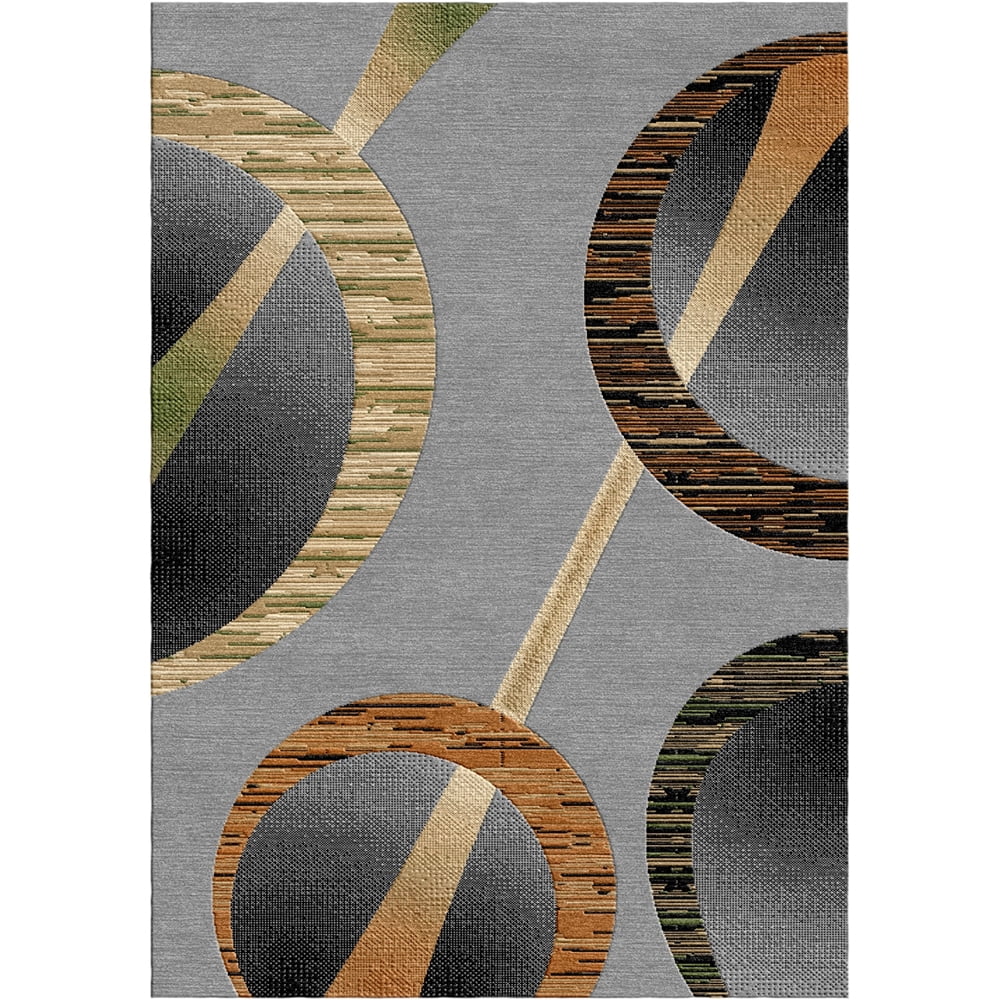 Woven Trends Sumatra Modern Area Rug  3'7" x 5'6"  - Noncentral Medallion Geometric Pattern Carpet with Jute Backing, Stain-Resistant Rug for Living Room, Bedroom, Dining Home Decor - Grey