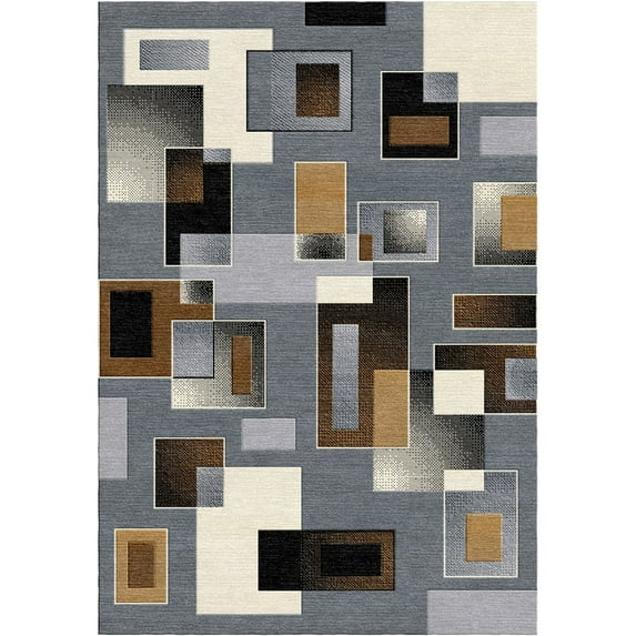 Woven Trends Sumatra Modern Area Rug 3'7" x 5'6" - Box in Various Shapes Elegant Geometric Pattern Carpet with Jute Backing, Stain-Resistant Rug for Living Room, Bedroom, Dining Home Decor - Grey