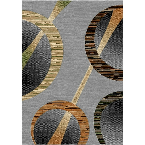 Woven Trends Sumatra Modern Area Rug 5'2" x 7'4" - Noncentral Medallion Geometric Pattern Carpet with Jute Backing, Stain-Resistant Rug for Living Room, Bedroom, Dining Home Decor - Grey