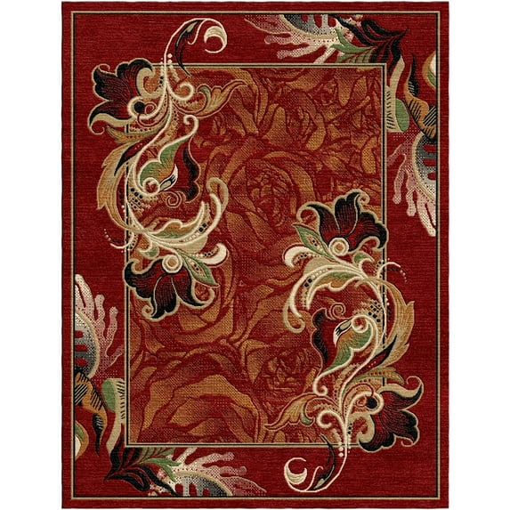 Woven Trends Sumatra Modern Hallway Runner 1'9" x 7'2" - Floral Geometric Pattern Carpet with Jute Backing Area Rug, Stain-Resistant Long Rugs for Hallway, Corridor, Entryway - Red